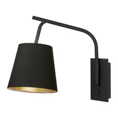 Walker Swingarm Sconce In Black Powder Coat Finish, Black Powder Coat Base, Meta