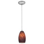 Access Lighting - Champagne Integrated Cord Pendant, Brushed Steel, Brown Stone - Features: