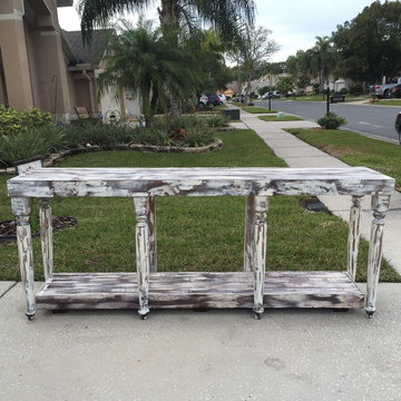 Distressed farm house style buffet hutch