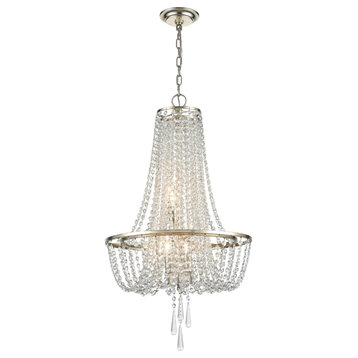 Crystorama ARC-1907-SA-CL-MWP 4 Light Chandelier in Antique Silver