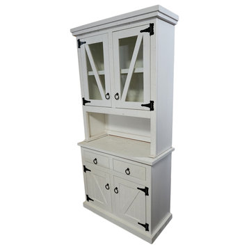 Farmhouse Kitchen Dining Hutch and Buffet, Bright White