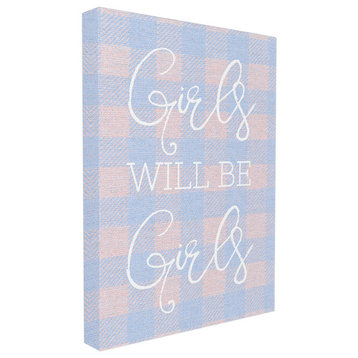 "Girls Will Be Girls Blue Plaid" 16x20, Stretched Canvas Wall Art