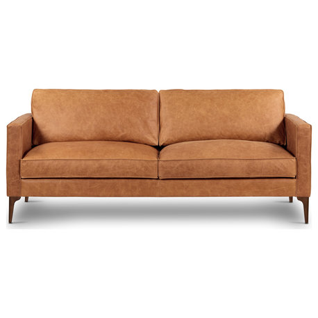 Poly and Bark Mateo Leather Sofa, Cognac Tan