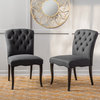 GDF Studio Jaelynn Fabric Dining Chairs, Set of 2, Black Scroll