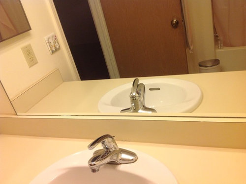 Need Help Replacing Countertop With Large Wall Mirror Sitting On Backs - How To Remove And Replace Bathroom Vanity Top