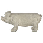 Esschert Design - Stone Garden Pig Bench - The Esschert Design stone garden bench in the shape of a pig is a garden ornament that doubles as a seating place. It can be placed anywhere in the garden. Made of fiber stone, the bench is sturdy and suitable for outdoor use all year round.