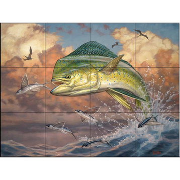 Tile Mural, Blue Dolphin by Don Ray