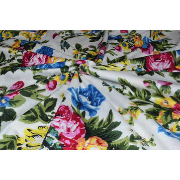 5 Yard Indian Floral Print Cotton Fabric By Yard