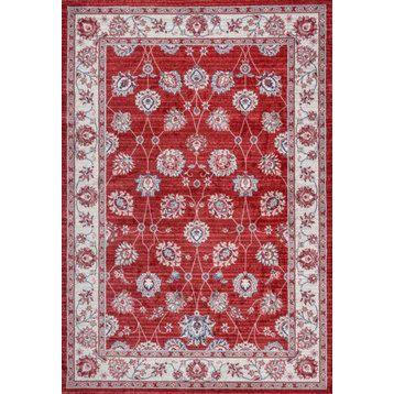 Modern Persian Vintage Moroccan Red/Cream 4'x6' Area Rug