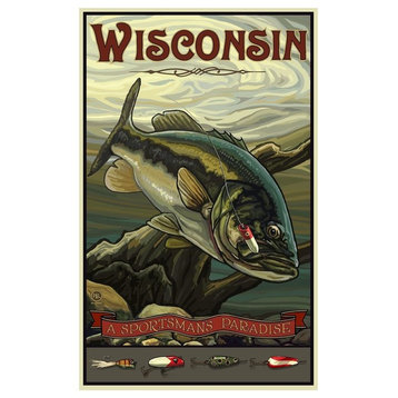 Paul A. Lanquist Wisconsin Bass Art Print, 12"x18"