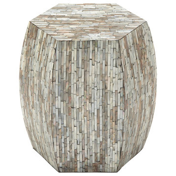 Contemporary Multi Colored Mother Of Pearl Shell Accent Table 49096