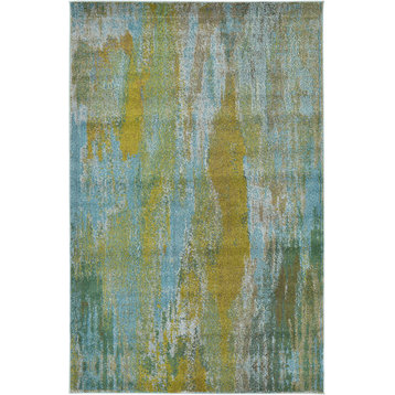 Unique Loom Turquoise Jardin Lilly 5' 0 x 8' 0 Area Rug