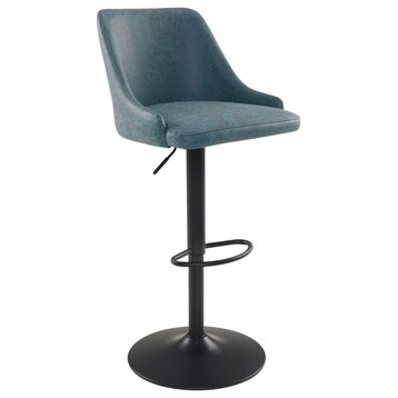 Sylmar Height Adjustable Stool, Navy Faux Leather