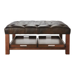 Butler Leather Cocktail Ottoman - Footstools And Ottomans