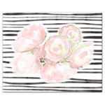 DDCG - Roses and Lines Canvas Wall Art, 20"x16"x1.25 - This 20x16 premium gallery wrapped canvas features beautiful blush blooms on a bold striped background. The wall art is printed on professional grade tightly woven canvas with a durable construction, finished backing, and is built ready to hang. The result is a remarkable piece of wall art that will add elegance and style to any room.