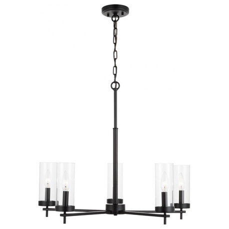 Zire Chandelier, 5-Light, Midnight Black, Clear Shade, 26" Dia