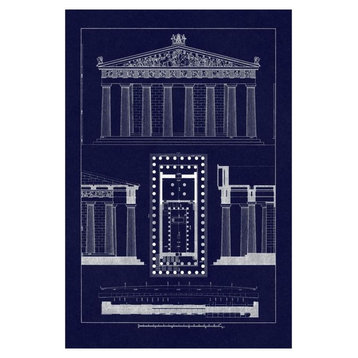 "The Parthenon at Athens (Blueprint)" Paper Print by J. Buhlmann, 22"x32"