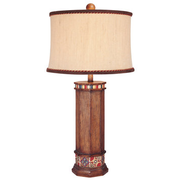 ML 1 Light Table Lamp, Brown Wood Look