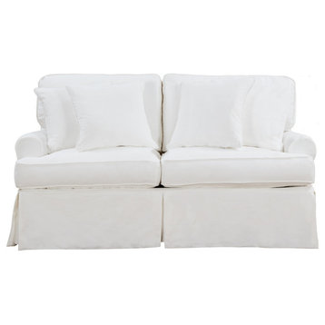 Horizon T-Cushion Slipcovered Loveseat | Performance Fabric | White