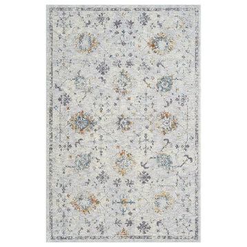 Brynn Gray/Blue Classic Floral Filigree Indoor Area Rug, 5' x 8'