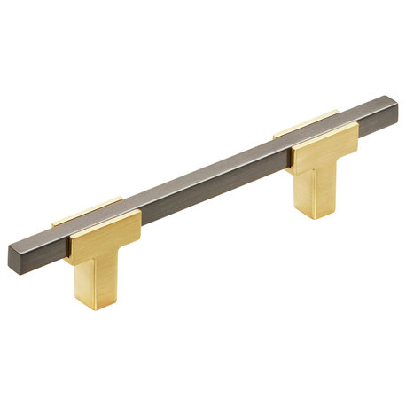 Urbanite 3-3/4 in (96 mm) Center Brushed Gold/Black Chrome Pull