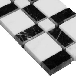 Statuary Crystal Marble Italian White Statuario Border Tile with Nero Marquina B - Home Accessories & Decor