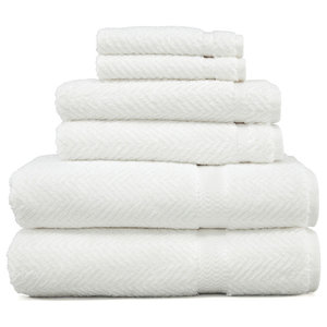 Dobby Border Eco Cotton Towel Sets White 