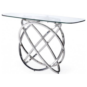 Kassie Modern Glass and Stainless Steel Console Table