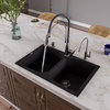 AB3220DI-BLA Black 32" Drop-In Double Bowl Granite Composite Kitchen Sink