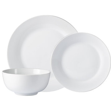 Safdie & Co. Porcelain Dinnerset 12 Piece Plain White Round Rim Aspen