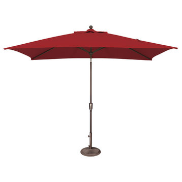 Catalina 6'x10' Push Button Umbrella, Really Red, Solefin Fabric
