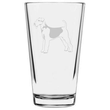 Airedale Terrier Dog Themed Etched All Purpose 16oz. Libbey Pint Glass
