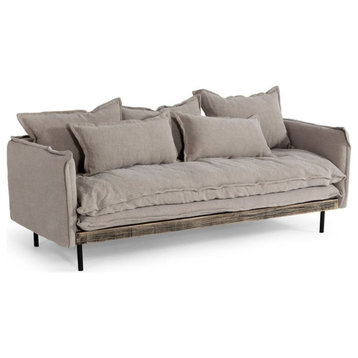Divani Casa Mathis Removable Cushion Modern Fabric & Wood Sofa in Gray