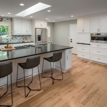 White Contemporary Kitchen with Black Accents