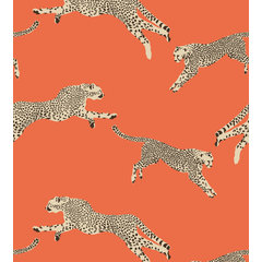 Sample - Schumacher Leaping Leopards Wallpaper in Sky