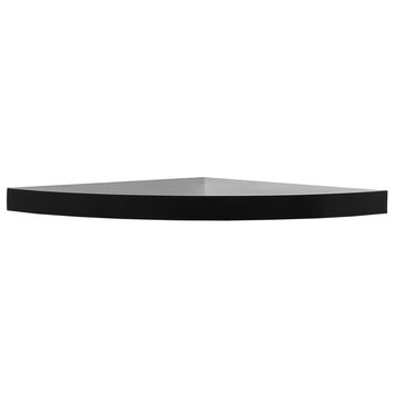 InPlace Decorative Floating Corner Shelf, Black, 18"x1.5"x18"
