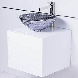 Modern Mosaic vessel sink with polished chrome faucet combo - Bathroom Fixtures