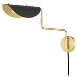 Hudson Valley - Suffield 1-Light Portable Wall Sconce, Aged Brass/Soft Black - This highly functional  very versatile portable wall sconce pivots at two separate points allowing the arm to extend out from the wall and the shade to sit horizontally or vertically. The curved metal shade directs ample light downward making Suffield an ideal reading light  place it bedside or over a chair in a reading nook.
