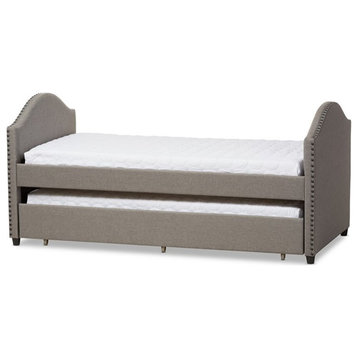 Baxton Studio Alessia Upholstered Daybed with Trundle in Gray Fabric