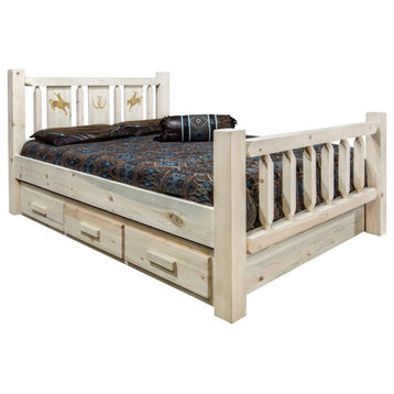 Montana Woodworks Homestead 94" Solid Wood King Storage Bed in Natural
