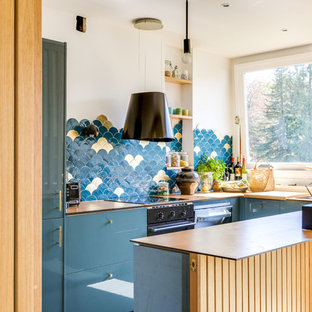75 Beautiful Kitchen With Blue Cabinets And Laminate Countertops
