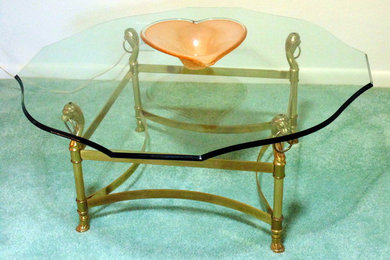Vintage Mid Century, Hollywood Regency Brass & Glass Coffee Table