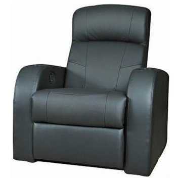 Bowery Hill Leather Home Theater Recliner in Black