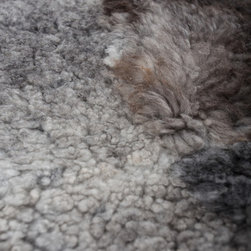 Authentic Handsawn Multi-Sheepskin Round Area Rug, Gray, White, 6'7" - Area Rugs