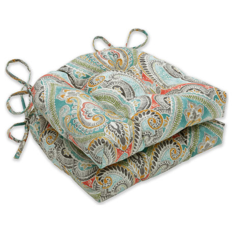 Pretty Witty Reef Reversible Chair Pads, Set of 2, 16"x15.5"x4"