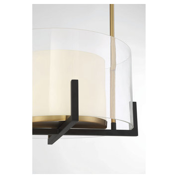 Eaton 1-Light Pendant, Matte Black With Warm Brass Accents