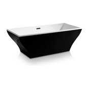 67" Acrylic Bathtub and Tub Filler Bundle, Black, Antique Bronze Faucet, Tf0006