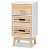 Mid-Century Modern 2-Tone White Oak Brown Finished Wood 3-Drawer Storage Cabinet