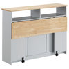 Bowery Hill Farmhouse Kitchen Cart with Open Storage in Natural and Gray