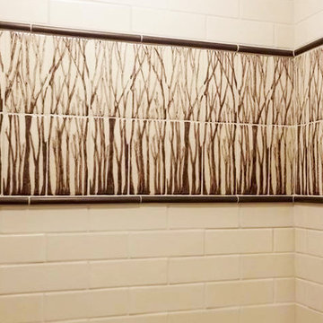 Sculpted tree art tile Kitchen